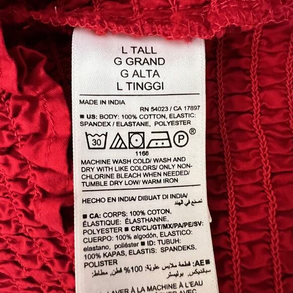 Old Navy Womens Smocked Top Large Tall Red Cropped Ruffled Straps Y2K Coquette - Picture 5 of 5